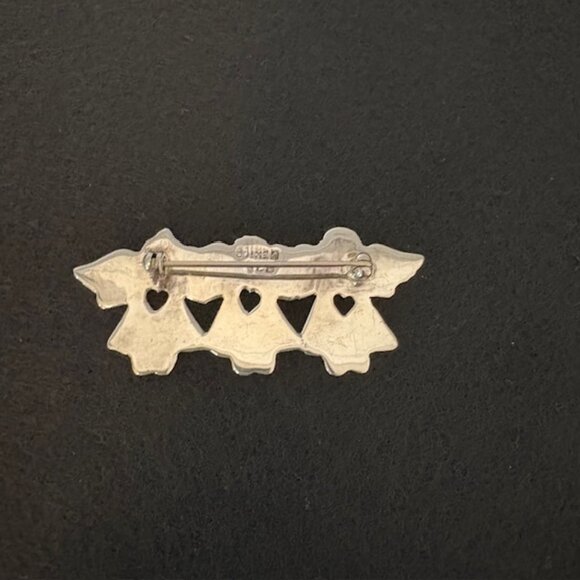 Sterling Silver Pin Three Angels Vintage Brooch Real Silver - Picture 2 of 2